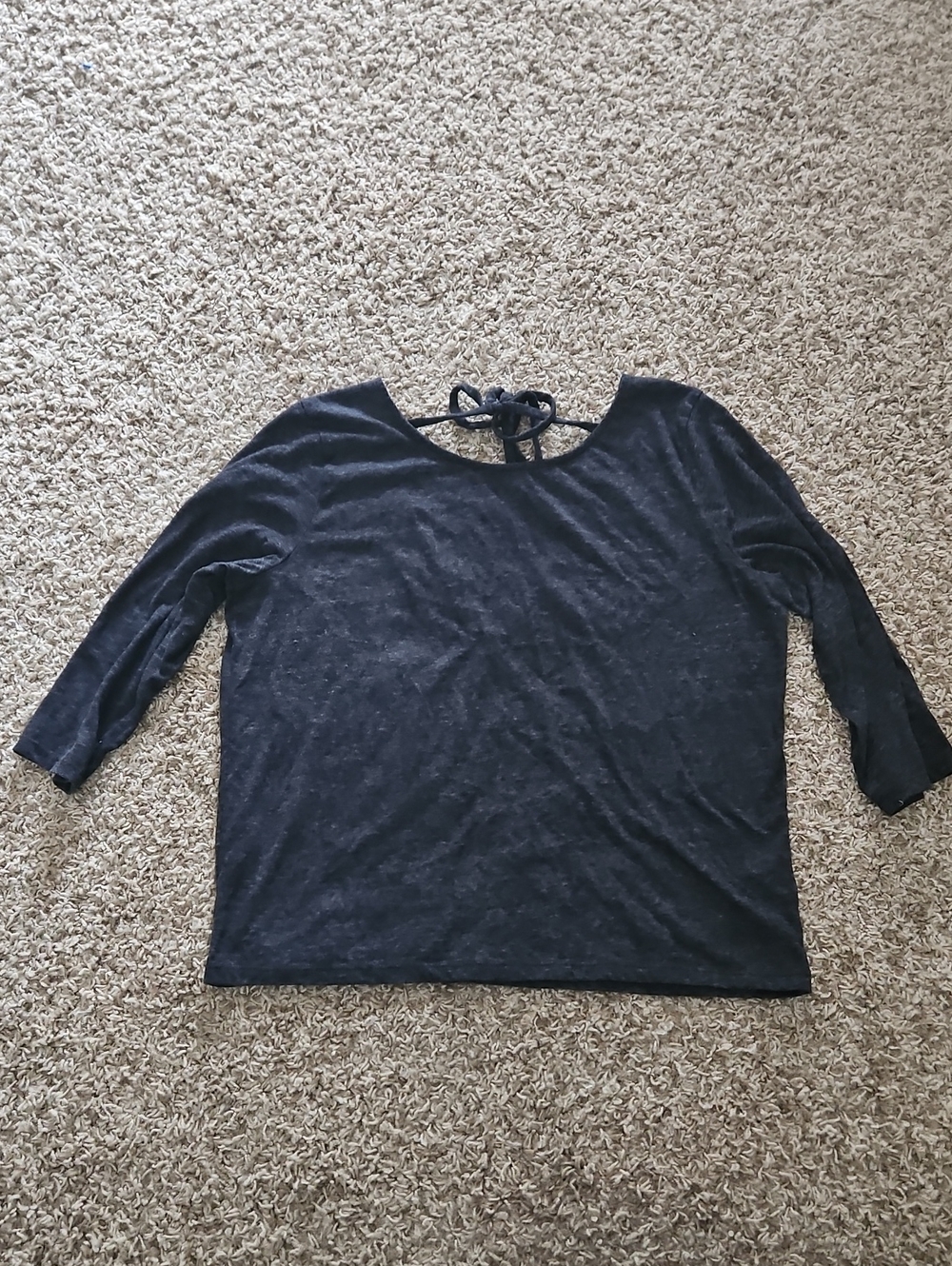 J. Crew Black Tie-Back 3/4 Sleeve Top